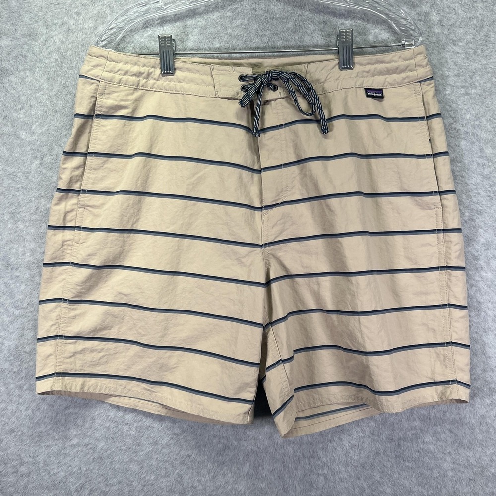 Patagonia Wavefarer Boardshorts Mens 35 Recycled Nylon Striped Swim Stretch